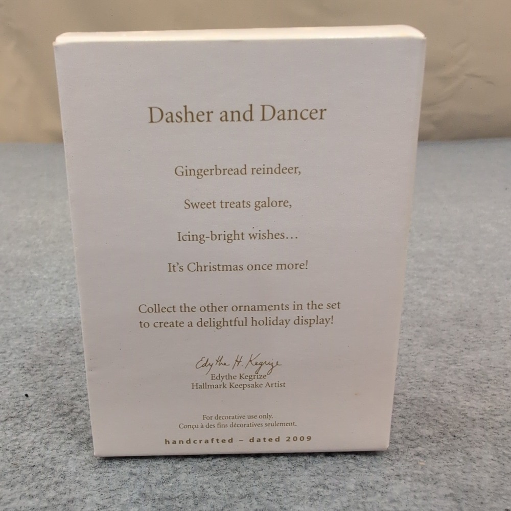 Hallmark Keepsake Dasher and Dancer Gingerbread Reindeer Christmas Ornament 2009 - Picture 2 of 3
